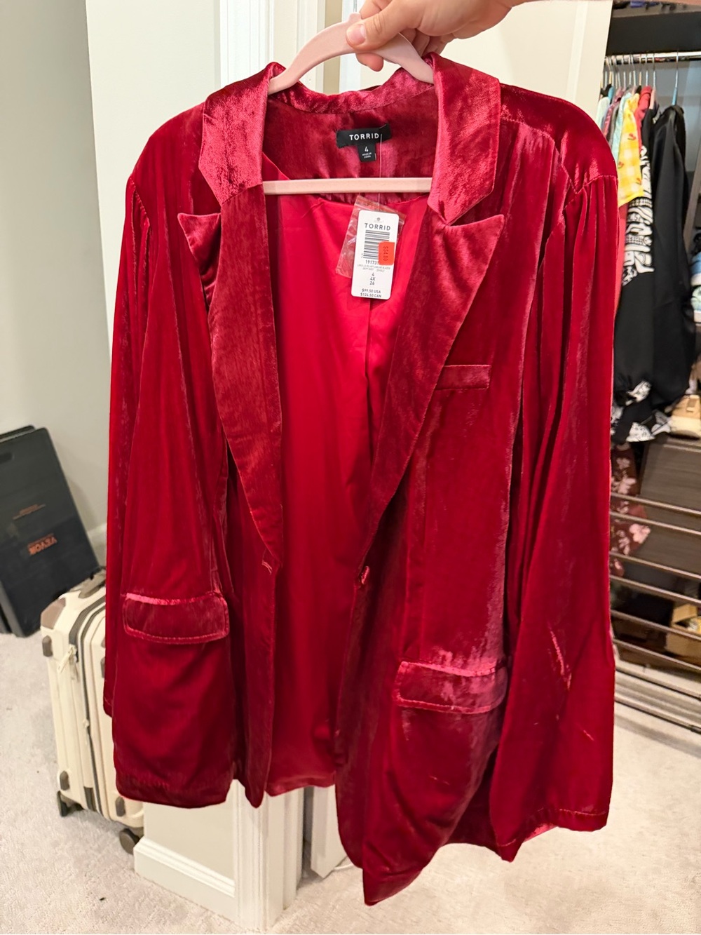 Torrid Deep Red Velvet Blazer